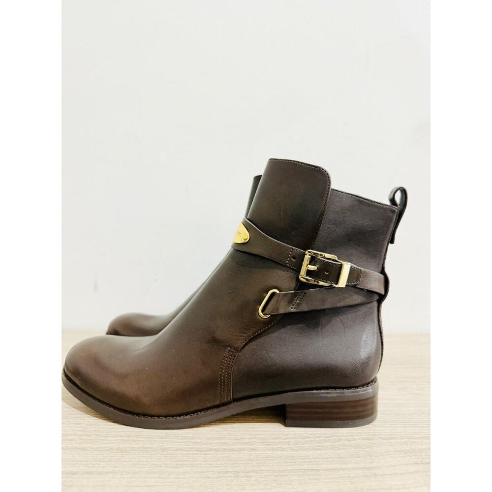 NWOT Michael Kors Arley Leather Ankle Western Boot with Gold-Tone Chocolate US 7 - Picture 6 of 7